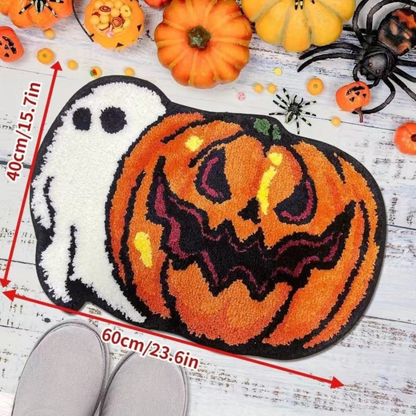 Halloween Faux Cashmere Shaped Floor Mats, Dirt-Resistant Door Mats, Thickened Skin-Friendly Bedroom Carpets