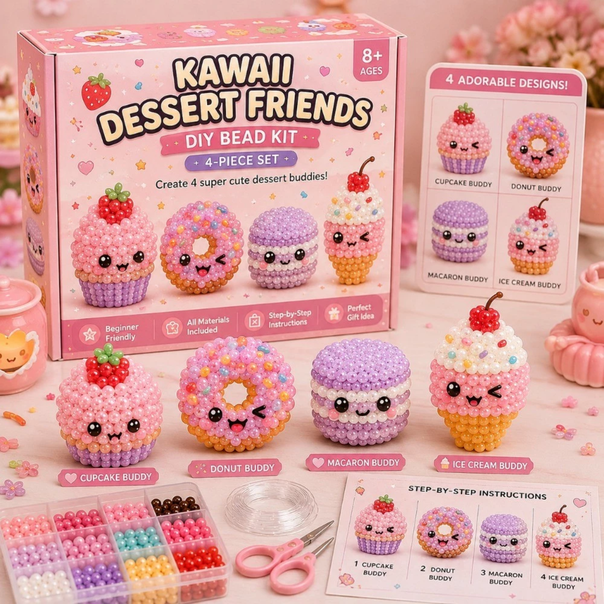 3D Mini Pet Bead Keychain Making Kit, DIY Beaded Animal Kit, Handmade Bead Art Craft Kit, Cute Animal Jewelry & Creative DIY Craft