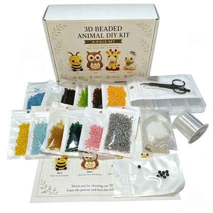 DIY Beaded Animal Kit, 3D Mini Pet Bead Keychain Making Kit, Handmade Bead Art Craft Kit, Cute Animal Jewelry & Creative DIY Craft