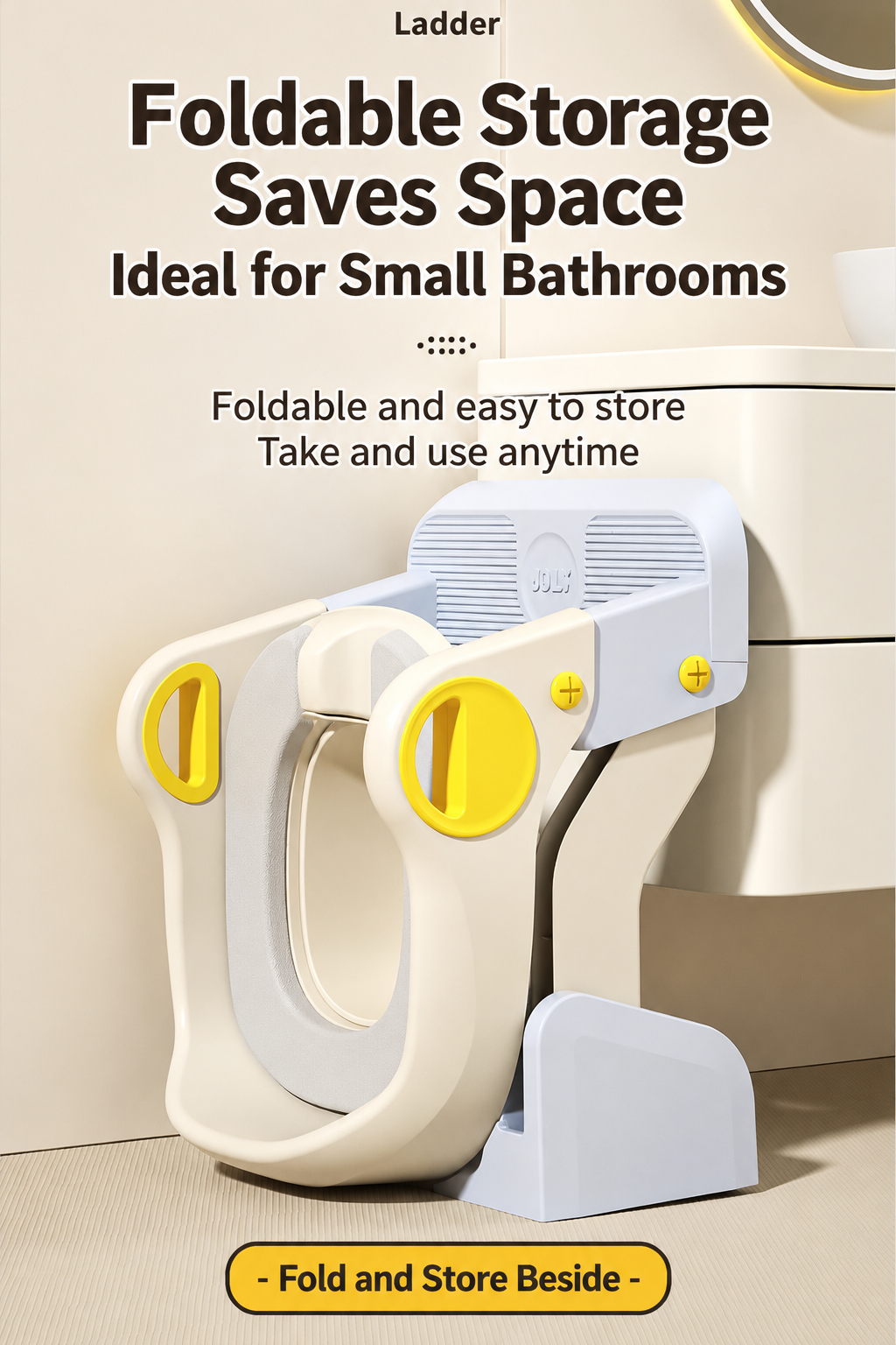 2-in-1 Toddler Potty Training Seat with Step Stool – Foldable Toilet Ladder with Handles & Non-Slip Steps