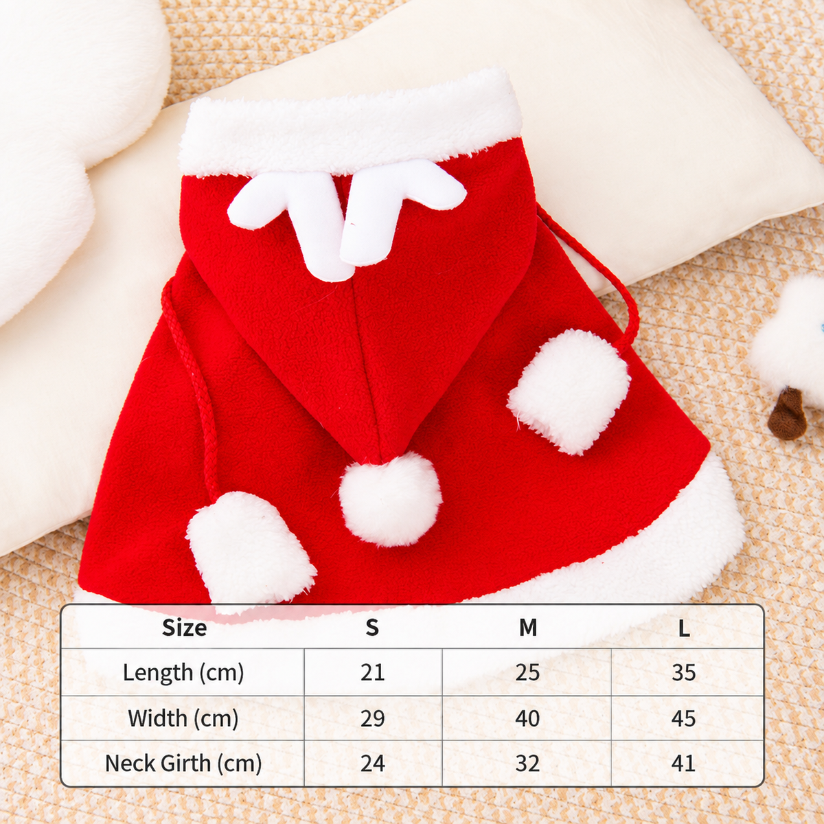 Pet Dog Cat Christmas Clothes Deer Cloak Antler Shawl Cloak Christmas Dress up Elk Cloak