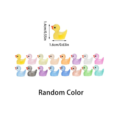 Mini Luminous Resin Duck Figurines – Glow in the Dark Tiny Characters for DIY Crafts, Desk & Room Decor