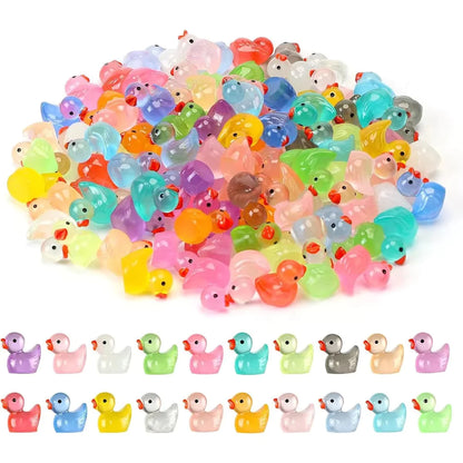 Mini Luminous Resin Duck Figurines – Glow in the Dark Tiny Characters for DIY Crafts, Desk & Room Decor