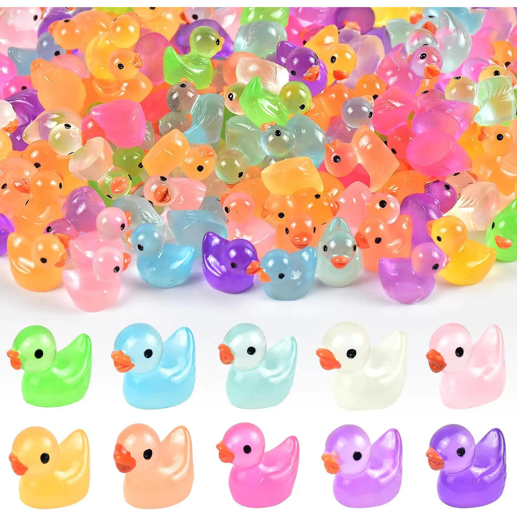 Mini Luminous Resin Duck Figurines – Glow in the Dark Tiny Characters for DIY Crafts, Desk & Room Decor