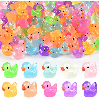 Mini Luminous Resin Duck Figurines – Glow in the Dark Tiny Characters for DIY Crafts, Desk & Room Decor