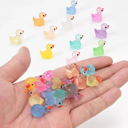 Mini Luminous Resin Duck Figurines – Glow in the Dark Tiny Characters for DIY Crafts, Desk & Room Decor