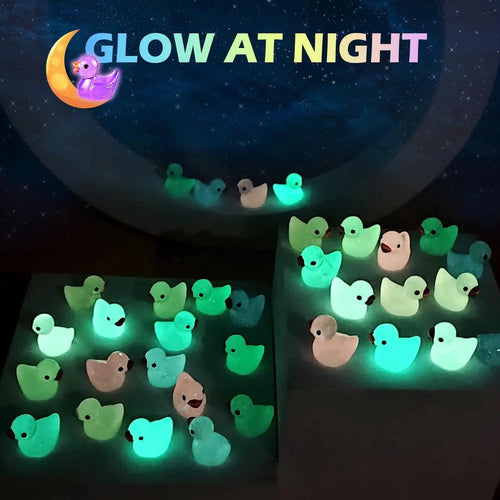Mini Luminous Resin Duck Figurines – Glow in the Dark Tiny Characters for DIY Crafts, Desk & Room Decor