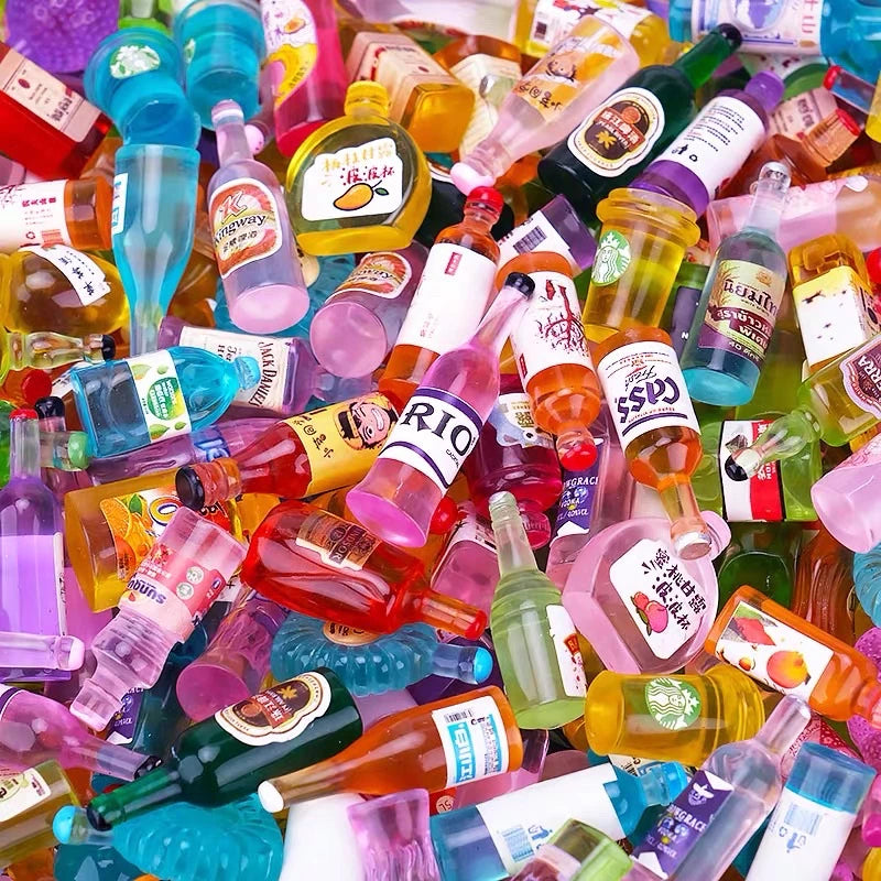 Glow in the Dark Miniature Bottles – Tiny Resin Drink Charms for Dollhouse & Craft Projects