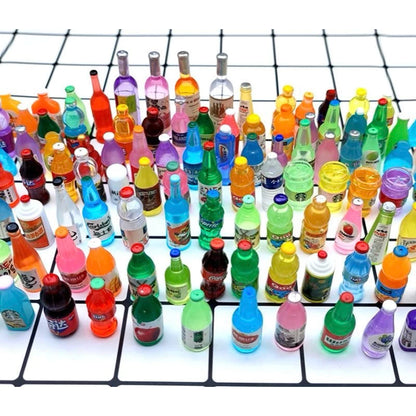 Non-Luminous Tiny Beverage Bottles – Mini Resin Drinks for Night Light & Desktop Decor