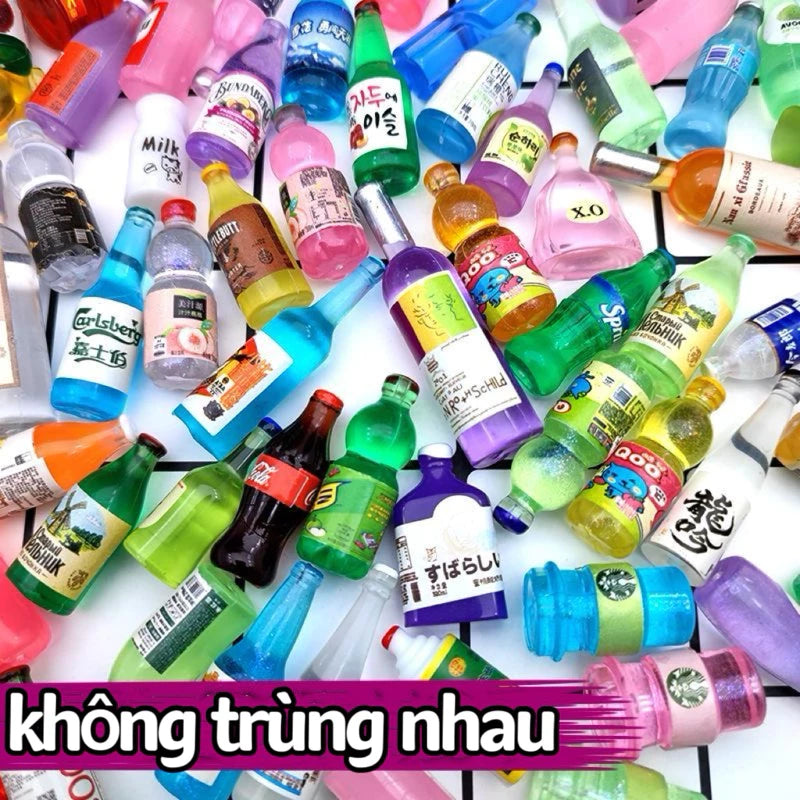 Non-Luminous Tiny Beverage Bottles – Mini Resin Drinks for Night Light & Desktop Decor