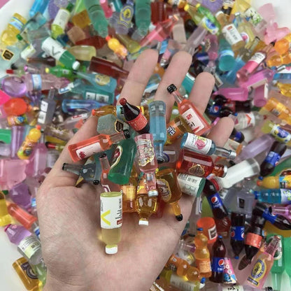 Non-Luminous Mini Resin Drink Bottles – Tiny Beverage Miniatures for Night Light Decoration